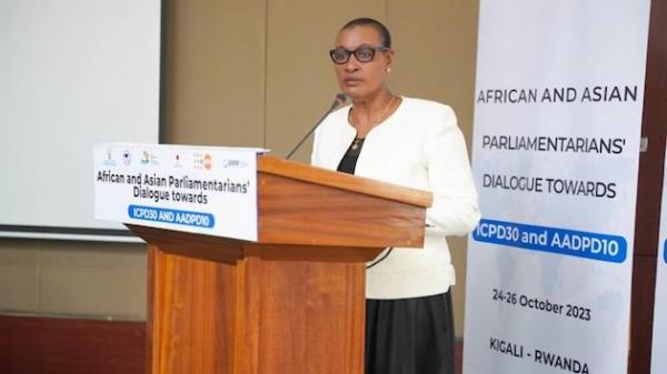 Do<em></em>natille Mukabalisa, Speaker of Rwanda's Chamber of Deputies, is co<em></em>nvinced that the demographic dividend presents a unique opportunity for Africa to drive eco<em></em>nomic growth and poverty reduction. Credit: APDA