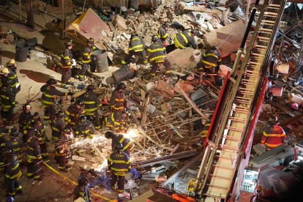 FDNY on the scene of the partial collapse.