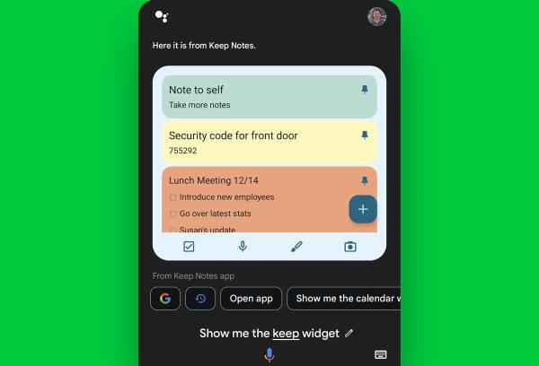 Google Assistant Android: Show widget