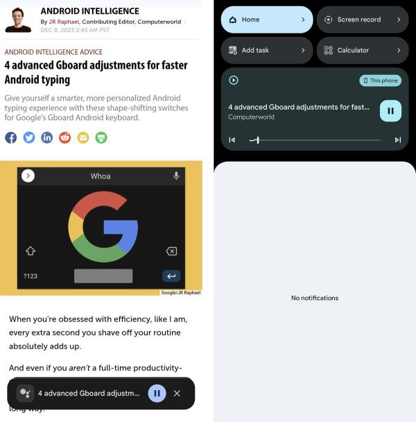 Google Assistant Android: Read aloud