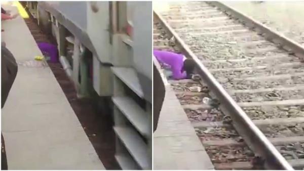 Woman in India shields her children from moving train after falling o<em></em>nto track; all three survive