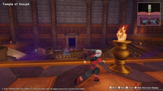 Psaro navigating through the Temple of Venjah in the Cradle of Corruption in Dragon Quest Monsters: The Dark Prince.