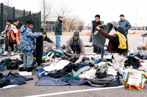 Local Residents Set Up A Clothing And Gift Drive At Floyd Bennett Field On Saturday Afternoon.