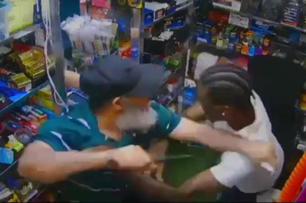 Jose Alba fighting with Austin Simon in a bodega