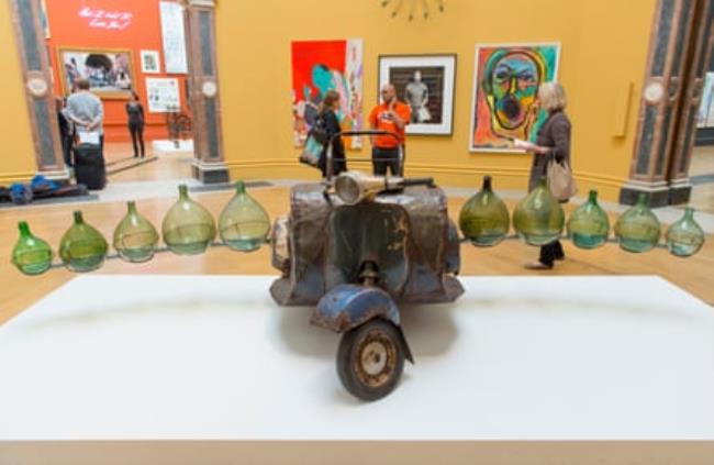 Petrol Cargo, by Romuald Hazoumé, at the Royal Academy of Arts summer exhibition, 2017.