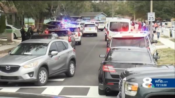 Police pictured at the scene in Florida (Picture: WFLA News Channel 8)