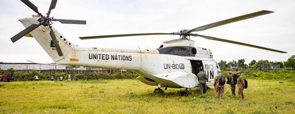 A Mo<em></em>nUSCO team on a community engagement mission in Uvira and Sange, South Kivu.