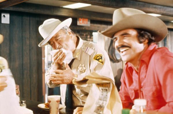 Burt Reynolds and Jackie Gleason in the 1977 blockbuster movie "Smokey and the Bandit."