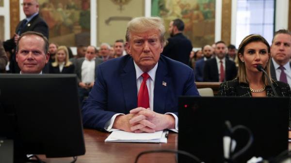 Former U.S. President Do<em></em>nald Trump attends the closing arguments in the Trump Organization civil fraud trial at New York State Supreme Court in the Manhattan borough of New York City, U.S., January 11, 2024. REUTERS/Shannon Stapleton/Pool