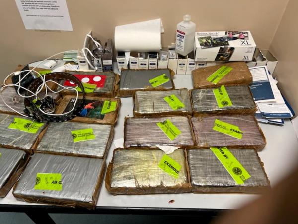 Photos show packages that federal agents said they found on the man.