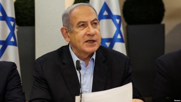 FILE - Israeli Prime Minister Benjamin Netanyahu speaks during the weekly cabinet meeting at the Defense Ministry in Tel Aviv, Jan. 7, 2024.