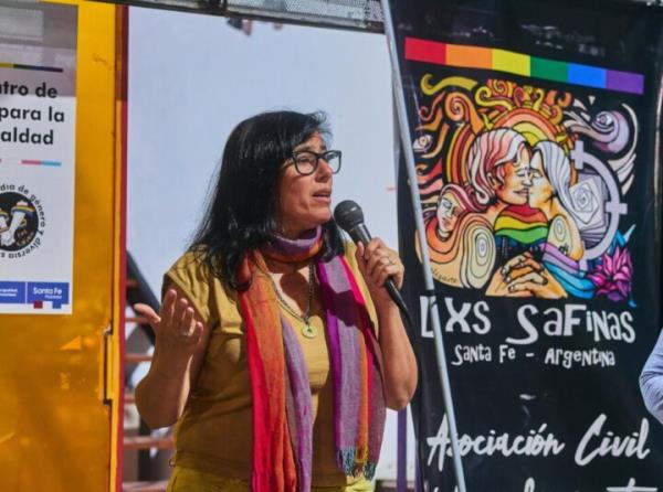 María Eugenia Sarrias, head of Lxs Safinas, a lesbian feminist organization in Argentina, complained a<em></em>bout the setbacks in the rights of women and minorities under the administration of far-right President Javier Milei. CREDIT: Lxs Safinas