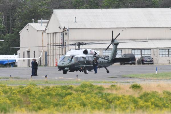 President Biden arrives at East Hampton Airport 