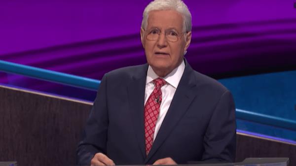 Alex Trebek hosting a 2020 episode of 