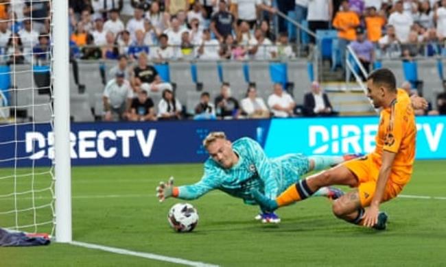 Real Madrid’s Dani Ceballos scores in the 2-1 win over Chelsea