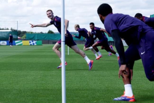 Adam Wharton of England reacts during a training Session before the Euro 2024 final