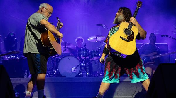 Kyle Gass and Jack Black of Tenacious D perform at PNC Music Pavilion on September 06, 2023 in Charlotte, N.C.