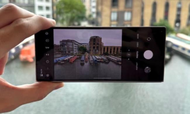 The Samsung Galaxy Z Fold 6 shooting a photo of a canal