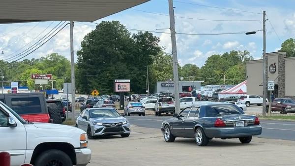 At least 10 people were injured in a shooting at the Mad Butcher grocery store in Fordyce, Arkansas on Friday, June 21, 2024. (Photo by Cate Skinner/KARK)