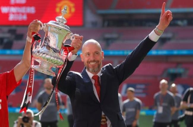 Erik ten Hag with the FA Cup in May.