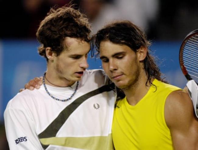 Andy Murray (left) embraces Rafael Nadal after the Spaniard’s fourth round, five set victory over Murray at the 2007 Australian Open.