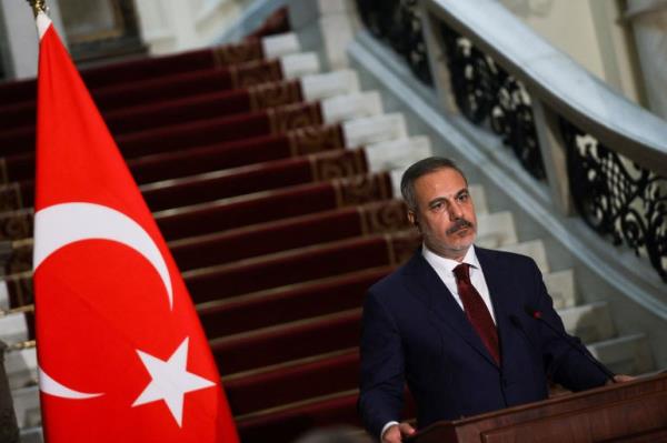 Turkish Foreign Minister Hakan Fidan attends a joint press co<em></em>nference with Egypt's Foreign Minister Badr Abdelatty, amid the o<em></em>ngoing Israel-Hamas conflict, at Tahrir Palace in Cairo, Egypt August 5, 2024. REUTERS/Amr Abdallah Dalsh