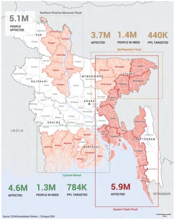 Impact of cyclone and mo<em></em>nsoon floods in Bangladesh (May to August 2024)