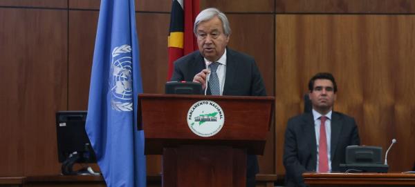 UN Secretary-General António Guterres addresses Timor-Leste's Parliament.