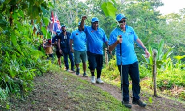 Australian PM Anthony Albanese (right) walks with Papua New Guinea PM James Marape along the Kokoda track in April 2024.