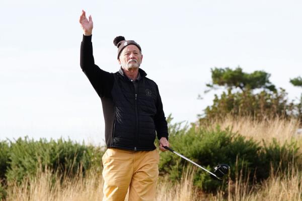 Bill Murray on the 1st tee on day two of the Alfred Dunhill l<em></em>inks Champio<em></em>nship at Kingsbarns. Picture:  Jane Barlow/PA