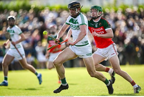 Darragh Corcoran of Shamrocks Ballyhale in action against Niall Mullins of James Stephens during the Kilkenny SHC relegation semi-final. Picture: Shauna Clinton/Sportsfile