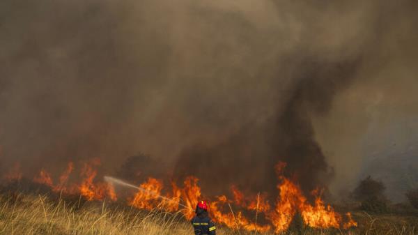 Greek firefighters make progress in taming deadly forest blaze burning for days