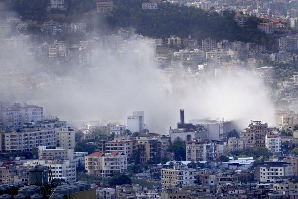 Smoke rises from an Israeli airstrike in Choueifat, south of Beirut, Lebanon, Wednesday, Oct. 2, 2024. (AP Photo/Hussein Malla)