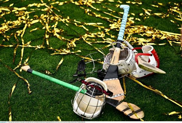 Hurleys and helmets of Clare players on the pitch after this year's All-Ireland final against Cork. Photo by Piaras Ó Mídheach/Sportsfile