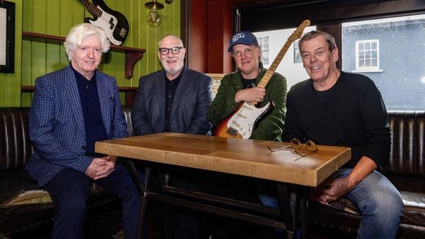 Do<em></em>nal Gallagher, Peter Aiken, Joe Bo<em></em>namassa and Gerry McAvoy in the Oliver Plunkett on Mo<em></em>nday at the announcement of the Rory Gallagher tribute at Live at their Marquee. Picture: Chani Anderson