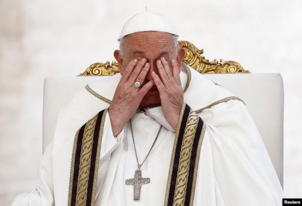 Pope Francis gestures at a Mass to open the Synod of Bishops in St. Peter's square at the Vatican, Oct. 2, 2024.