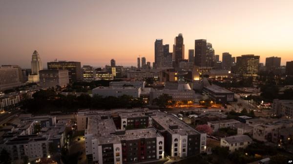 An aerial view shows Hillside Villa, bottom center, an apartment complex wher<em></em>e Marina Maalouf is a lo<em></em>ngtime tenant, in Los Angeles, Oct. 1, 2024. 