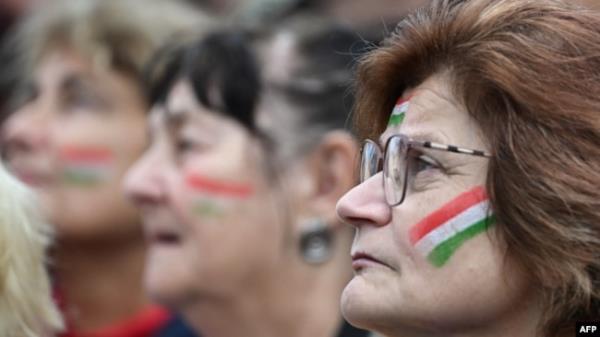 Supporters of the opposition 'TISZA' party rally in Budapest, Hungary, to protest what they call 