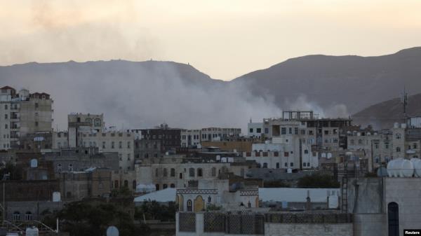 Smoke rises from the site of strikes in Sanaa, Yemen, Oct. 4, 2024. 