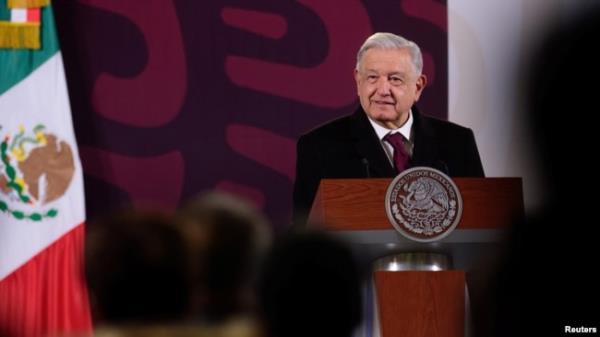 FILE - Mexico's President Andres Manuel Lopez Obrador speaks during a press co<em></em>nference at the Natio<em></em>nal Palace in Mexico City, Jan. 29, 2024. (Mexico Presidency/Handout via Reuters)