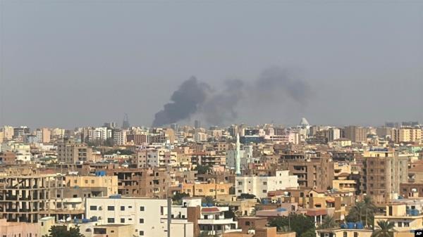 FILE - This grab from video shows smoke rising over Khartoum, Sudan on Sept. 26, 2024, after Sudan’s military started an operation to take areas of the capital from its rival, the paramilitary Rapid Support Forces.