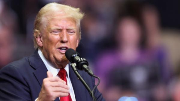 Republican presidential nominee and former US President Do<em></em>nald Trump speaks, as he holds a campaign rally for the first time with his running mate, Republican vice presidential nominee U.S. Senator JD Vance (R-OH) in Grand Rapids, Michigan, US July 20, 2024. Photo: REUTERS/Tom Brenner/File photo