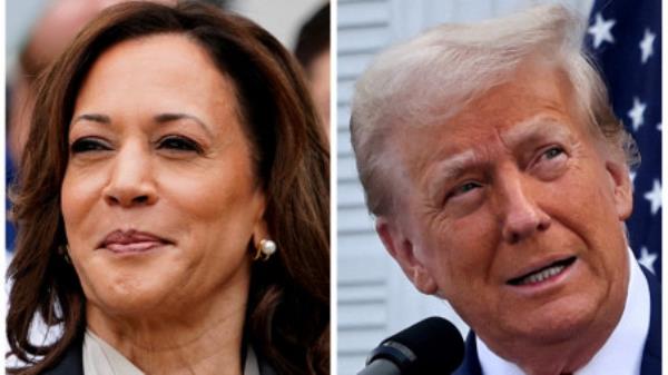 Kamala Harris and Do<em></em>nald Trump. Photo: REUTERS/Nathan Howard, Jeenah Moon