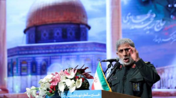 Brigadier General Esmail Qaani, the head of the Revolutio<em></em>nary Guards&#039; Quds Force, speaks during a ceremony marking the anniversary of the death of senior Iranian military commander Mohammad Hejazi, in Tehran, Iran April 14, 2022. Photo: Majid Asgaripour/WANA (West Asia News Agency) via REUTERS/File photo