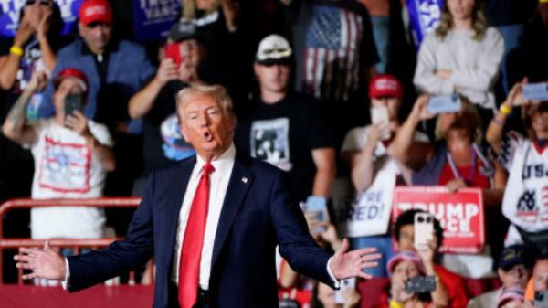 Republican presidential nominee and former US President Do<em></em>nald Trump holds a campaign rally in Harrisburg, Pennsylvania, US, July 31, 2024. Photo: REUTERS/Elizabeth Frantz/File Photo