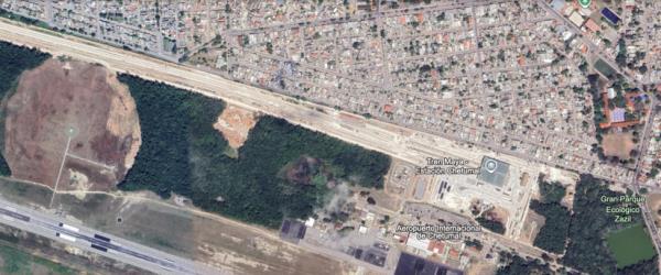 Aerial view of the planned section 6, which runs from Tulum airport to Chetumal, in the southeastern state of Quintana Roo. Credit: Google Earth