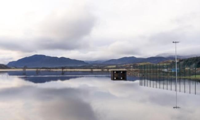 A flooded sports ground